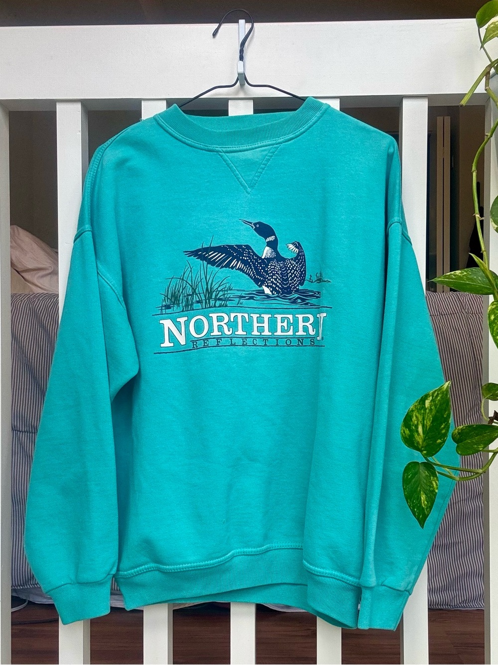 Northern Reflections Teal Loon Graphic Crewneck Sweatshirt